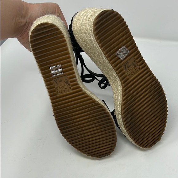 Eileen Fisher Black Wanda Tumbled Nubuck Espadrille Wedge Size 7 0052 - Picture 6 of 7